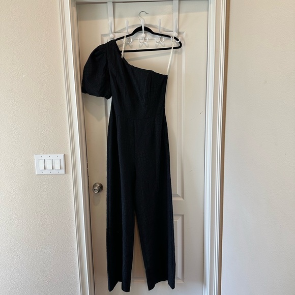 Pinapple pucker textured jacquard Brialyn one shoulder jumpsuit - Picture 6 of 12